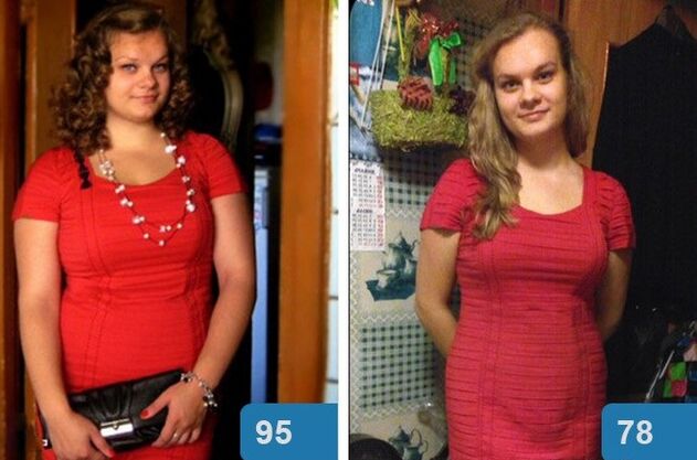 الفتاة قبل وبعد خسارة الوزن في 4 أسابيع مع حمية ماجي